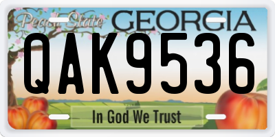 GA license plate QAK9536