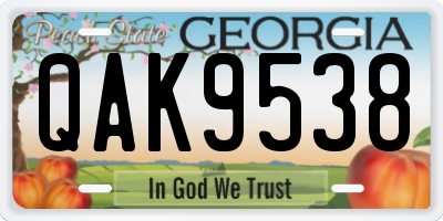 GA license plate QAK9538