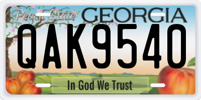 GA license plate QAK9540