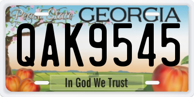 GA license plate QAK9545