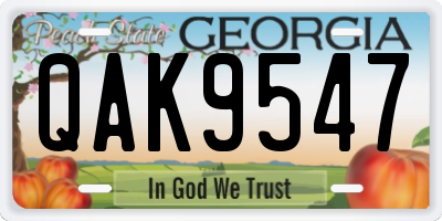 GA license plate QAK9547