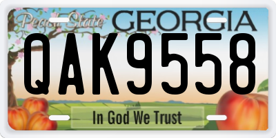 GA license plate QAK9558