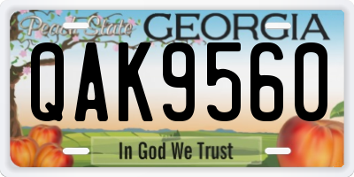 GA license plate QAK9560