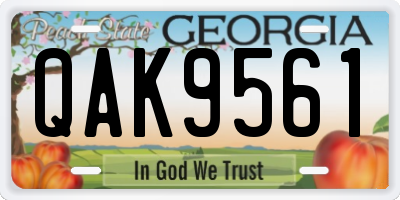 GA license plate QAK9561