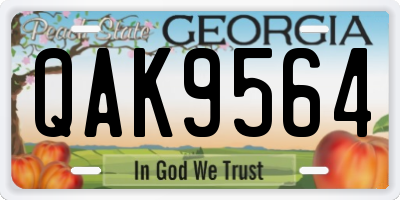 GA license plate QAK9564