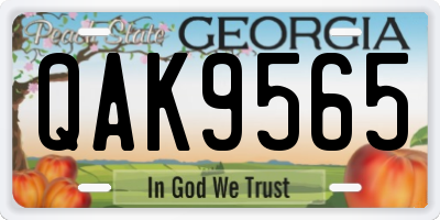 GA license plate QAK9565