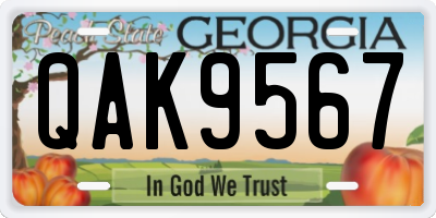 GA license plate QAK9567