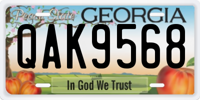 GA license plate QAK9568