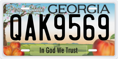 GA license plate QAK9569