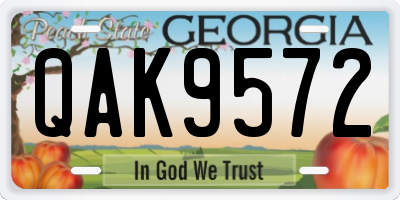 GA license plate QAK9572