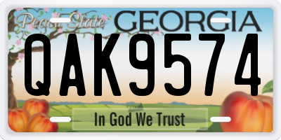 GA license plate QAK9574