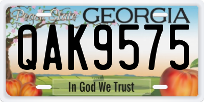 GA license plate QAK9575