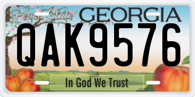 GA license plate QAK9576