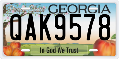 GA license plate QAK9578