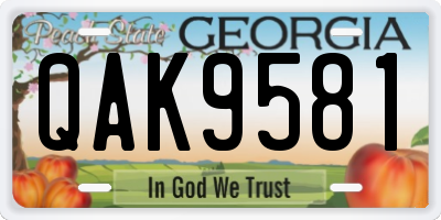 GA license plate QAK9581