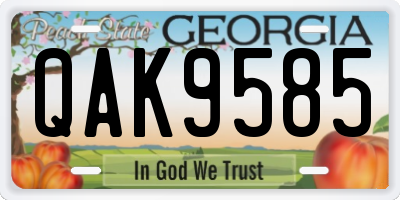 GA license plate QAK9585