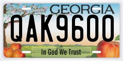 GA license plate QAK9600