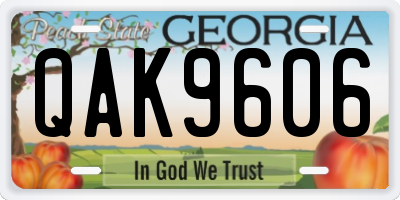 GA license plate QAK9606