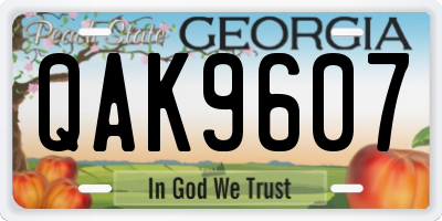 GA license plate QAK9607