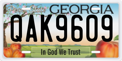 GA license plate QAK9609