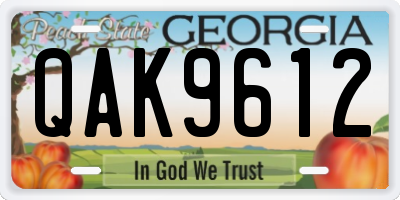 GA license plate QAK9612