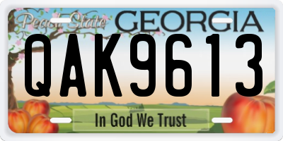 GA license plate QAK9613