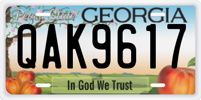 GA license plate QAK9617