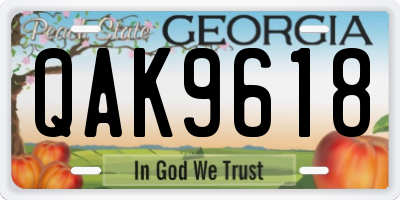 GA license plate QAK9618