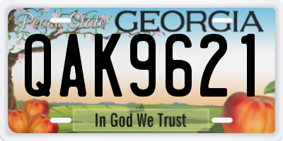GA license plate QAK9621