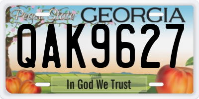 GA license plate QAK9627