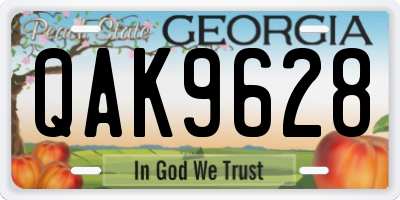 GA license plate QAK9628