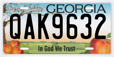 GA license plate QAK9632