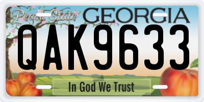 GA license plate QAK9633