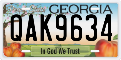 GA license plate QAK9634