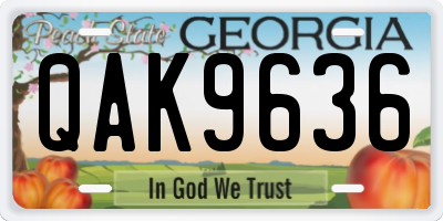 GA license plate QAK9636