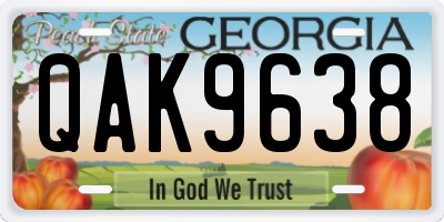 GA license plate QAK9638