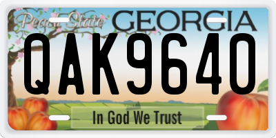 GA license plate QAK9640