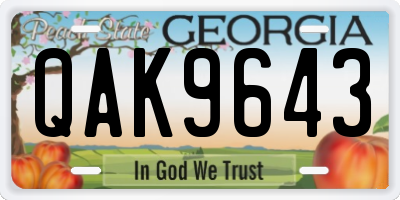 GA license plate QAK9643