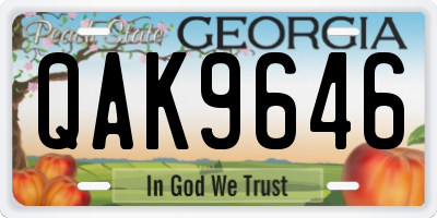 GA license plate QAK9646