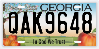 GA license plate QAK9648