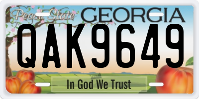 GA license plate QAK9649