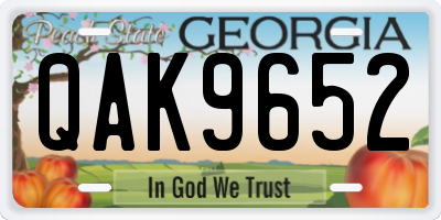 GA license plate QAK9652