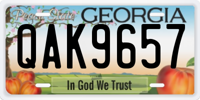 GA license plate QAK9657