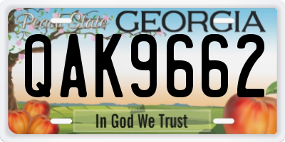 GA license plate QAK9662