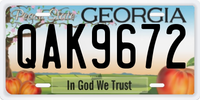 GA license plate QAK9672