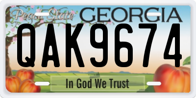 GA license plate QAK9674