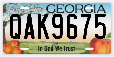 GA license plate QAK9675