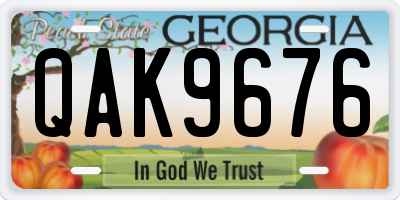 GA license plate QAK9676