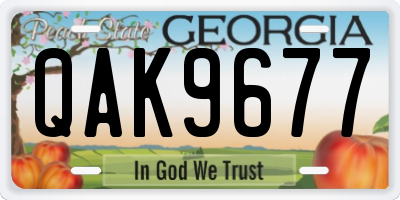 GA license plate QAK9677