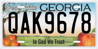 GA license plate QAK9678